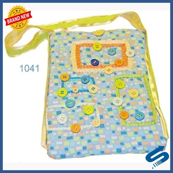 Handbags - Handmade Square Shoulder Bag with Embroidery, 7x9 Inches, Ribbon Trim